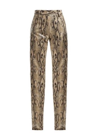 snake print leather trousers