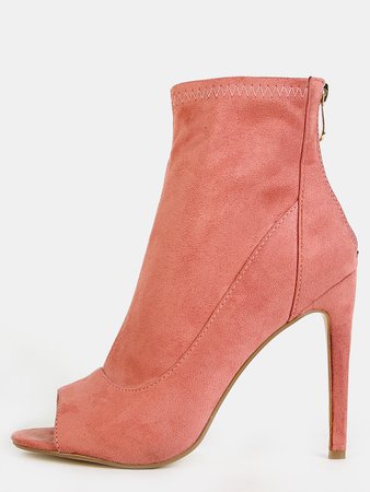 Faux Suede Stiletto Ankle Boots DUSTY ROSE
