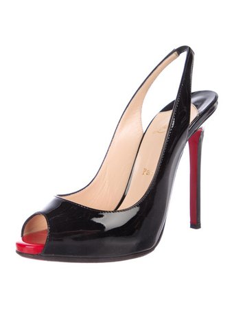 Christian Louboutin Patent Leather Peep-Toe Slingback Pumps - Shoes - CHT128358 | The RealReal