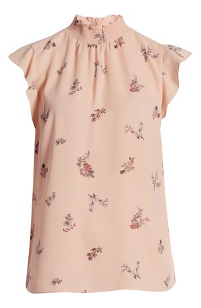 Vince Camuto Smocked Neck Ruffle Sleeve Blouse | Nordstrom
