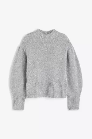 Balloon-sleeved Sweater - Light gray - Ladies | H&M US
