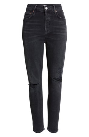 AGOLDE Nico Distressed High Waist Skinny Ankle Jeans (Cassette) | Nordstrom