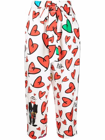 AZ FACTORY heart-print Silk Pyjama Trousers - Farfetch