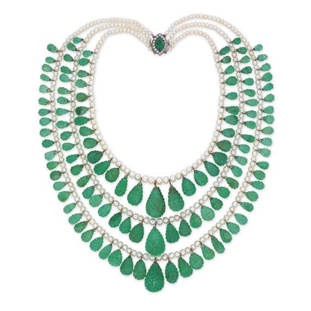 EMERALD, PEARL AND DIAMOND NECKLACE