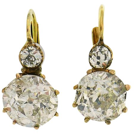 Victorian Diamond Gold Earrings For Sale at 1stDibs