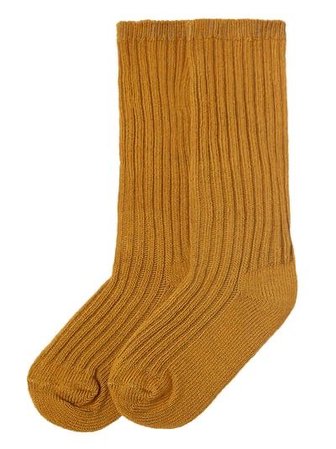 ZARA - Unisex - Basic Ribbed Twisted Knit Socks - Mustard