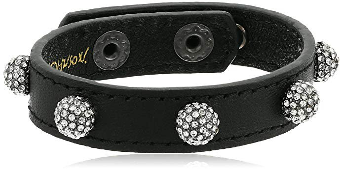 Betsey Johnson "You Give Me Butterflies" Crystal Fireball Leather Snap Bracelet, 8": Clothing