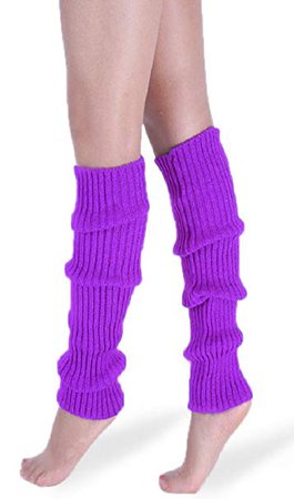 Amazon.com: *daisysboutique* Retro Unisex Adult Junior Ribbed Knitted Leg Warmers (One Size, Purple): Clothing