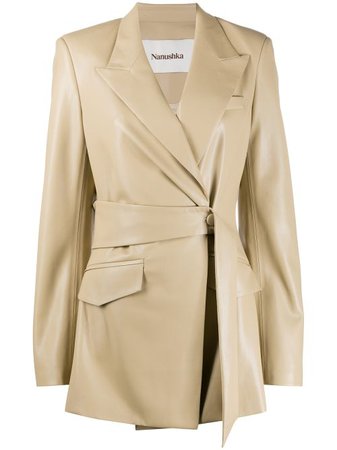 Shop Nanushka belted wrap-style jacket with Express Delivery - Farfetch