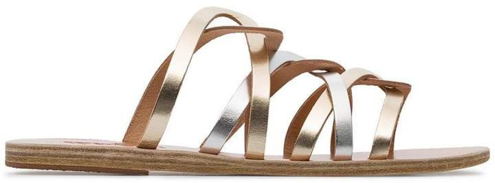 metallic gold and silver donousa leather sandals