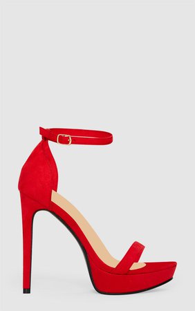 Red Platform Strap Heeled Sandal | Shoes | PrettyLittleThing USA