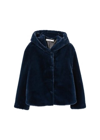MANGO Hooded faux-fur coat