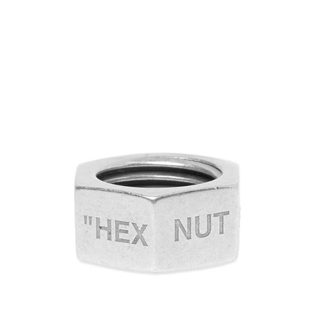 Off-White Hex Nut Ring Silver | END.