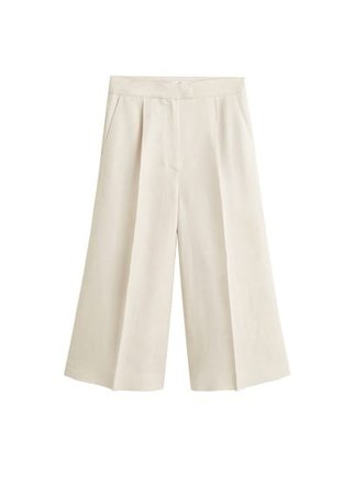 MANGO Flared  linen-blend trousers
