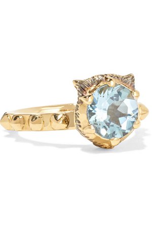 Gucci | Le Marché des Merveilles 18-karat gold, aquamarine and diamond ring | NET-A-PORTER.COM