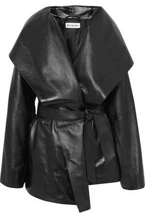 Balenciaga | Manteau oversize à capuche en cuir à ceinture Incognito | NET-A-PORTER.COM