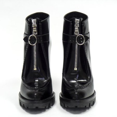 Prada Black Leather Platform Booties