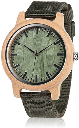 Amazon.com: BOBO BIRD Unisex Bamboo Wooden Watch for Men and Women Analog Quartz Lightweight Handmade Casual Watches with Green Nylon Strap: Top Brand Design: Clothing