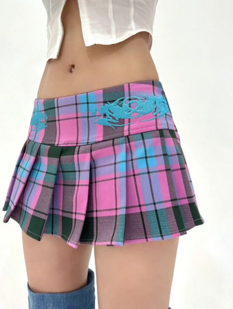 low waist plaid skirt