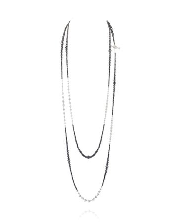 Mariani 80" 18k White Gold Extra-Long Mixed Diamond Necklace