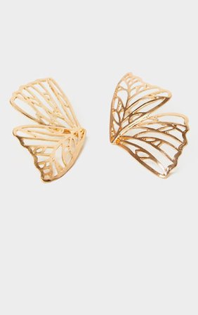 Gold Butterfly Earrings | Accessories | PrettyLittleThing USA