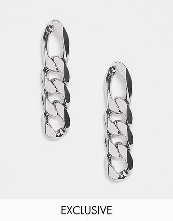 DesignB London Exclusive chunky chain earrings in silver | ASOS