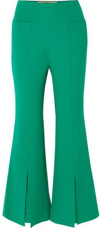 Danesfield Cropped Stretch-crepe Flared Pants - Green