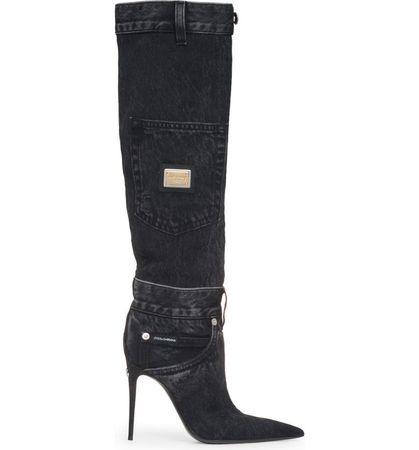 Dolce&Gabbana Cardinale Patchwork Denim Knee High Boot | Nordstrom