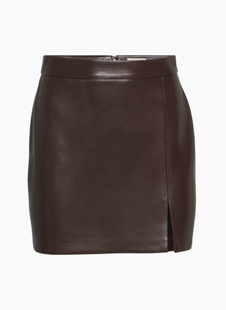 aritzia brown leather mini skirt