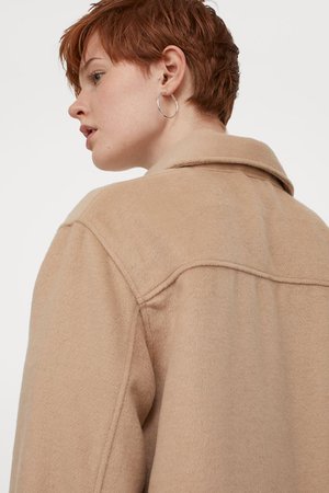 Oversized shirt jacket - Beige - Ladies | H&M GB