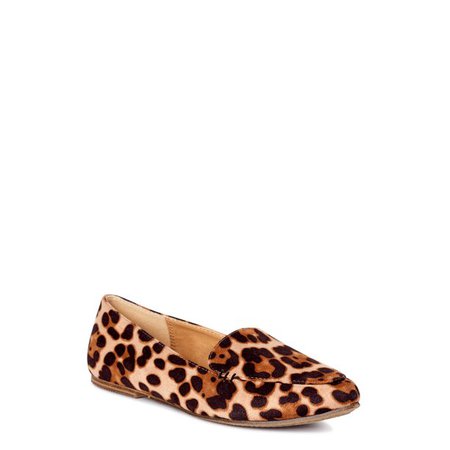 brown Time and Tru - Time and Tru Women’s Animal Print Feather Flats, Available in Wide Width - Walmart.com - Walmart.com