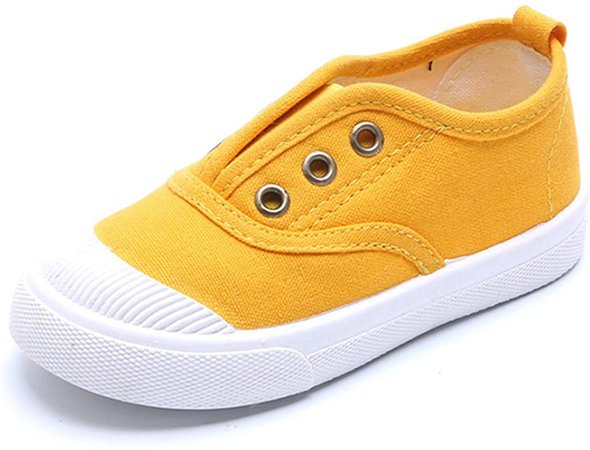 Amazon.com | DADAWEN Boy's Girl's Canvas Light Weight Slip-On Sneakers Running Shoe Yellow US Size 11 M Little Kid | Sneakers