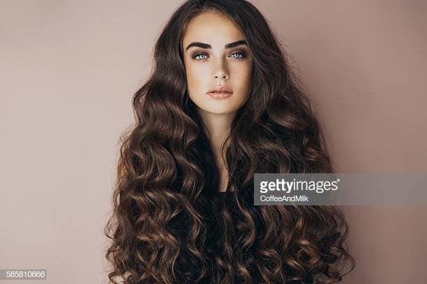 long brown curly hair