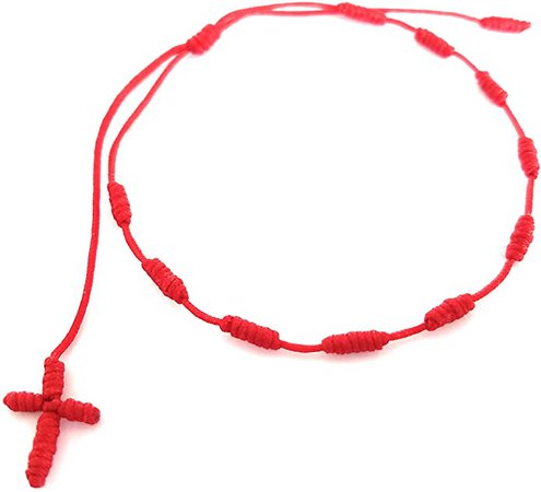 Amazon.com: Lucky Charms USA Red String Knotted Bracelet with Cross: Jewelry
