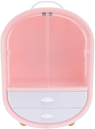 Amazon.com: FRCOLOR Cosmetic Display Cases, Waterproof Makeup Organizer Double Door Drawer Display Make up Storage Holder with Handle on Countertop Pink : Beauty & Personal Care