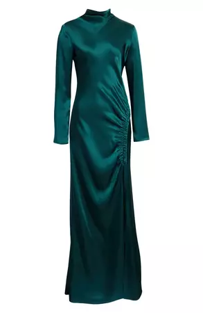 LAPOINTE Long Sleeve Double Face Satin Gown | Nordstrom