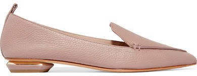 Beya Textured-leather Point-toe Flats - Pastel pink