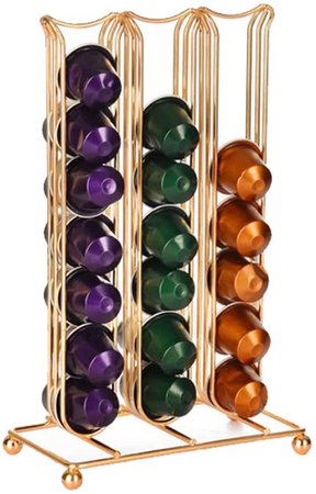 Amazon.com: PENGKE Coffee Pod Rack Coffee Capsules Storage Holder Organizer,Gold Coffee Capsule Carousel Holds 42 Capsules,Coffee Lover Best Gift: Kitchen & Dining