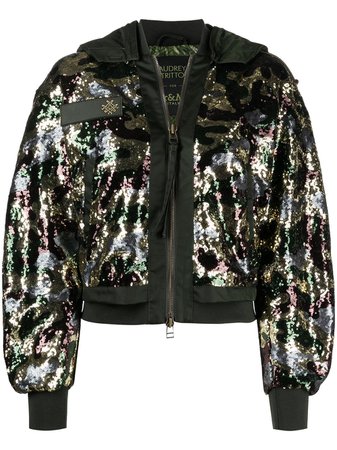 Mr & Mrs Italy camouflage sequin-embellished bomber jacket
