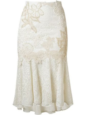 Martha Medeiros embroidered lace mix midi skirt VE16SA33OFFWHITE white | Farfetch