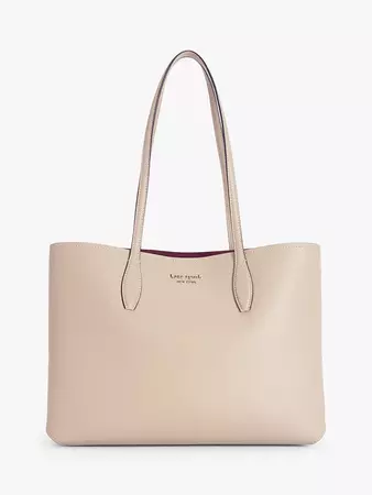 kate spade new york All Day Leather Large Tote Bag, Timeless Taupe at John Lewis & Partners