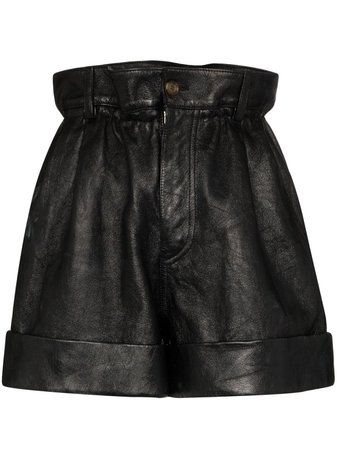 Miu Miu High-Waisted Paperbag Shorts INC Black | Farfetch