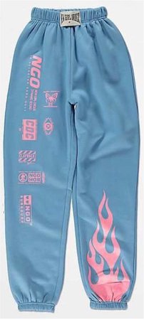Flame Blue & Pink Jogger Sweatpants | Zumiez
