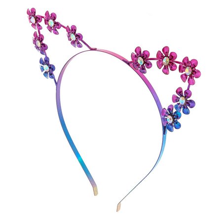 Anodized Metal Flower Cat Ears Headband | Claire's US
