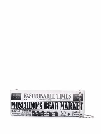 Moschino Logo newspaper-print Clutch Bag - Farfetch