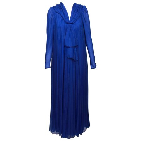 YVES SAINT LAURENT 1970's Couture Hooded Evening Gown For Sale at 1stdibs