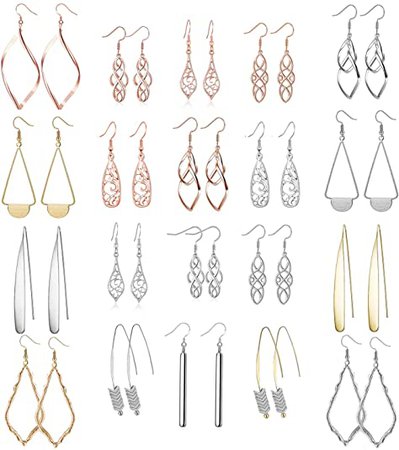 Amazon.com: 20 Paris Assorted Dangle Earrings for Women Fashion-Celtic Earrings for Women Gold Bar Earrings for Teens Girls Dangle Earrings Set for Women Cute Earrings Dangle for Teen Girl Filigree Earrings: Jewelry
