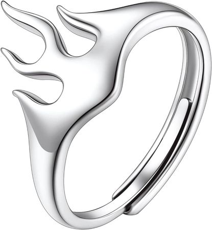 Amazon.com: Suplight 925 Sterling Silver Fire Flame Ring Adjustable Rings for Women Teen Girls: Clothing, Shoes & Jewelry