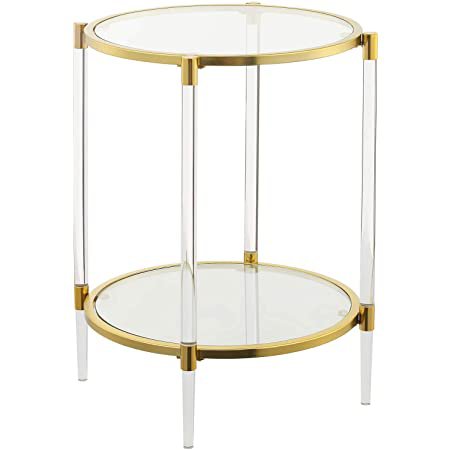 Amazon.com: Convenience Concepts Royal Crest Acrylic Glass End Table, Clear/Gold: Furniture & Decor