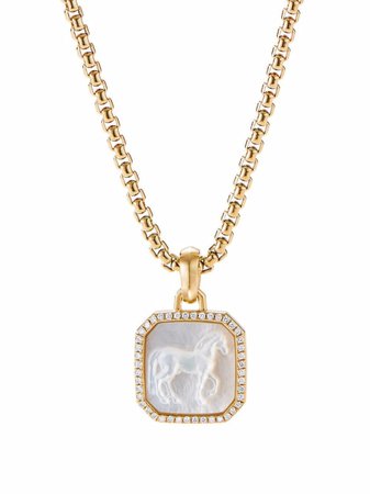 Shop David Yurman 18kt yellow gold Petrvs Horse diamond amulet with Express Delivery - FARFETCH